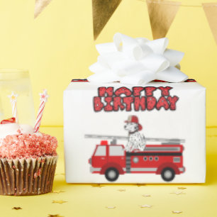 Vuurtrui en Dalmatian Dog Happy Birthday Cadeaupapier