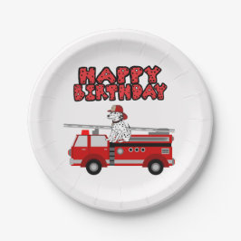 Vuurtrui en Dalmatian Dog Happy Birthday Papieren Bordje