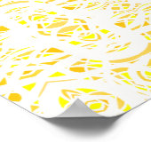 Vuurvaste Gele Witte Abstracte Gouache Kunst Poster (Hoek)