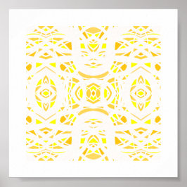 Vuurvaste Gele Witte Abstracte Gouache Kunst Poster