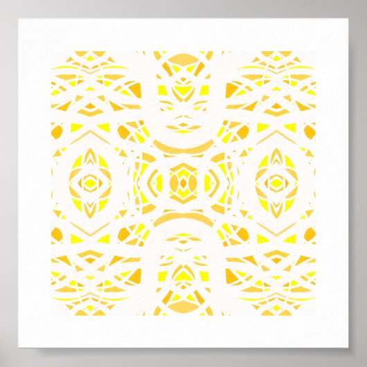 Vuurvaste Gele Witte Abstracte Gouache Kunst Poster (Voorkant)