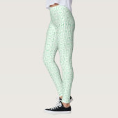 Vuurvaste groene witte abstracte gouache-kunst leggings (Links)