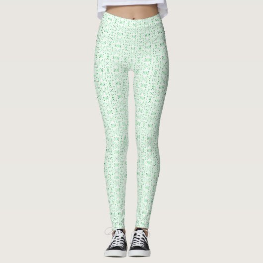 Vuurvaste groene witte abstracte gouache-kunst leggings (Voorkant)