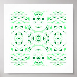 Vuurvaste groene witte abstracte Gouache-kunst Poster