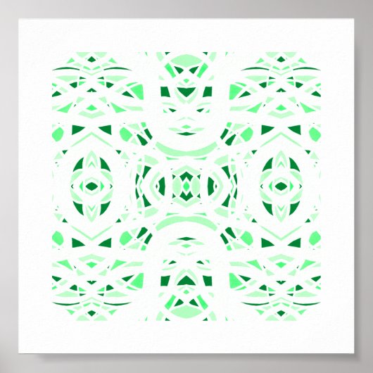 Vuurvaste groene witte abstracte Gouache-kunst Poster (Voorkant)