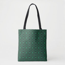 Vuurvaste groene zwarte abstracte Gouache-kunst Tote Bag