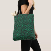 Vuurvaste groene zwarte abstracte Gouache-kunst Tote Bag (Dichtbij)