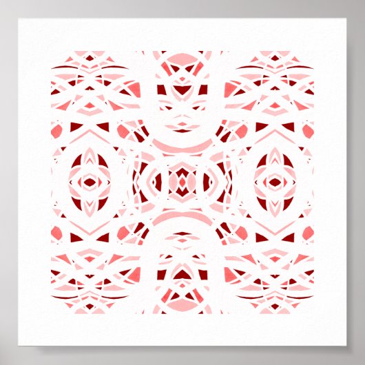 Vuurvaste Rode Witte Abstracte Gouache Kunst Poster (Voorkant)