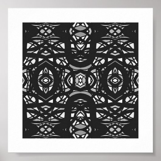 Vuurvaste zwart-wit abstracte Gouache-kunst Poster (Voorkant)