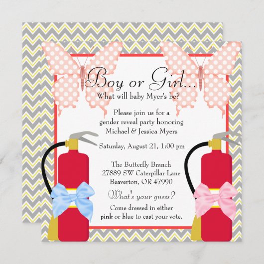 Vuurvecht en vlinder Chevron Kaart (Voorkant / Achterkant)