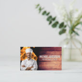 vuurvlam | lachende chef-kok | Hout Visitekaartje (Staand voorkant)