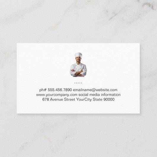 vuurvlam | lachende chef-kok | Hout Visitekaartje (Achterkant)