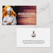 vuurvlam | lachende chef-kok | Hout Visitekaartje (Voorkant / Achterkant)