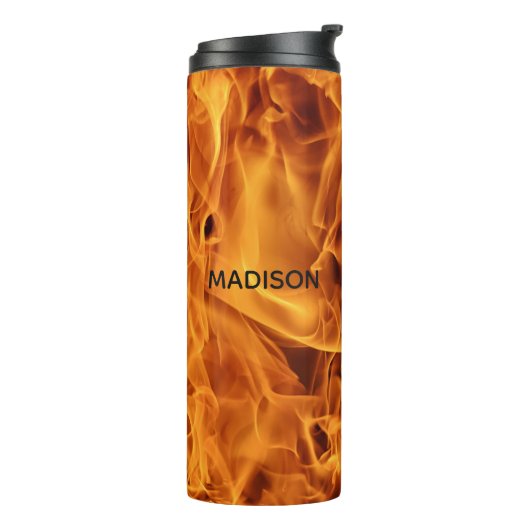 Vuurvlammen, aangepaste tumbler thermosbeker (Gedraaid links)
