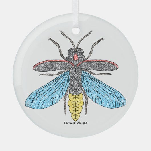 Vuurvlieg (wit) - Glas Ornament (Voorkant)