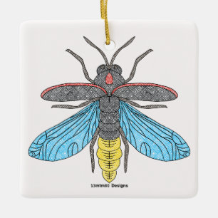 Vuurvlieg (wit) - Keramische versiering Keramisch Ornament