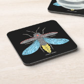 Vuurvlieg (zwart) - Plastic Coaster Bier Onderzetter (Linkerzijde)