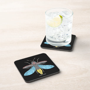 Vuurvlieg (zwart) - Plastic Coaster Bier Onderzetter
