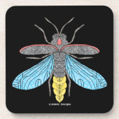 Vuurvlieg (zwart) - Plastic Coaster Bier Onderzetter (Voorkant)
