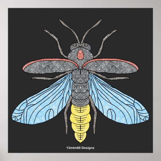 Vuurvlieg (zwart) - Posterprint Poster (Voorkant)