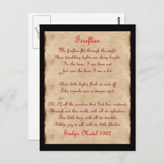 Vuurvliegen Briefkaart (Voorkant / Achterkant)