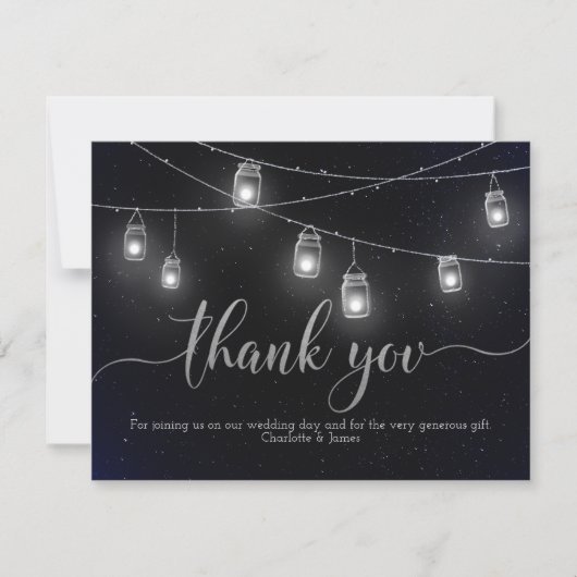 Vuurvliegen en Mason Jar Lights Night Sky Dank je Bedankkaart (Voorkant)