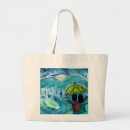 Vuurvliegen en motorlicht Waterkleurige Dreamweave Grote Tote Bag