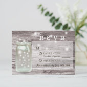 Vuurvliegen Ggloed Mason Jar Wedding RSVP (Staand voorkant)