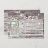 Vuurvliegen Ggloed Mason Jar Wedding RSVP (Voorkant / Achterkant)