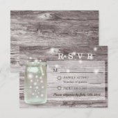 Vuurvliegen Ggloed Mason Jar Wedding RSVP Kaartje (Voorkant / Achterkant)