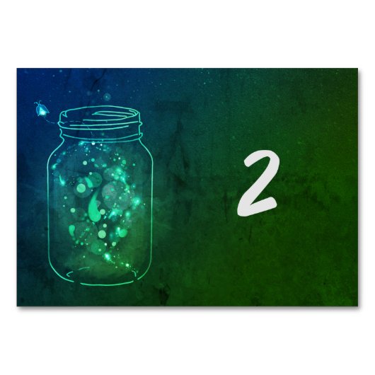 Vuurvliegen in Jars Greenleaf Table Number Kaarten (Voorkant)