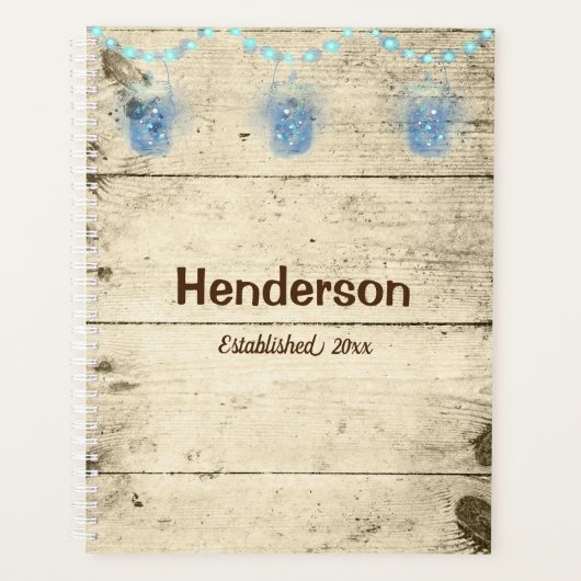 Vuurvliegen in Jars op hout Planner (Voorkant)