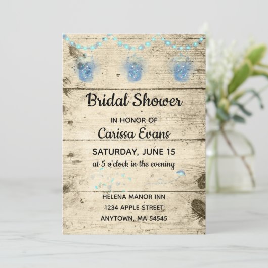 Vuurvliegen in Jars Rustic Bridal Shower Kaart (Staand voorkant)