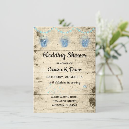 Vuurvliegen in Jars Rustic Wedding Shower Kaart (Staand voorkant)