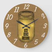Vuurvliegen in Mason Jar Grote Klok (Voorkant)