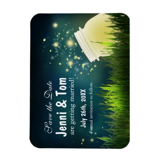 Vuurvliegen + Mason Jar Rustieke Nacht Datum Magne Magneet (Verticaal)