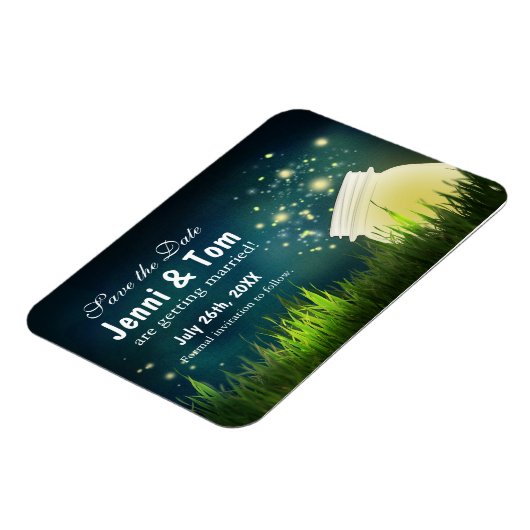 Vuurvliegen + Mason Jar Rustieke Nacht Datum Magne Magneet (Linkerzijde)