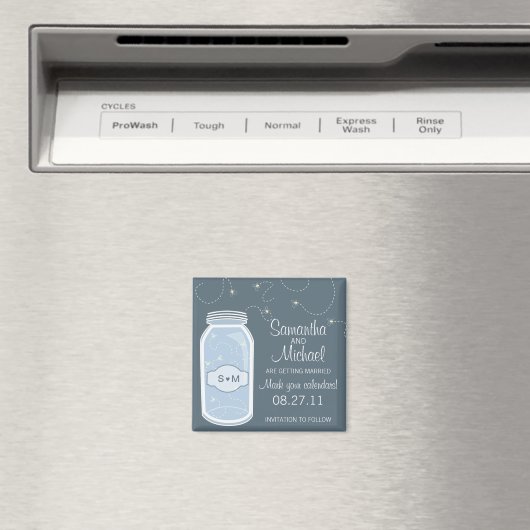 Vuurvliegen &  Mason Jar Save the Date Magneet (Insitu (Vaatwasser))