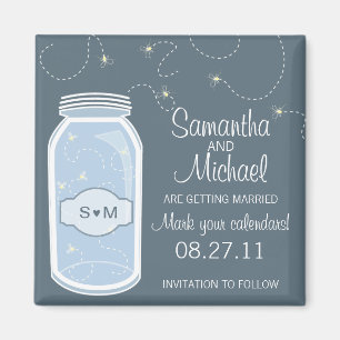 Vuurvliegen & Mason Jar Save the Date Magneet