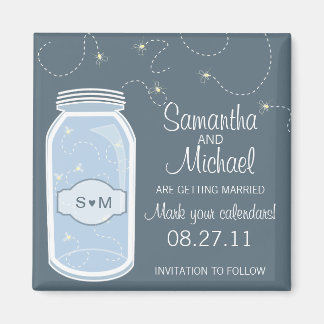 Vuurvliegen &  Mason Jar Save the Date Magneet