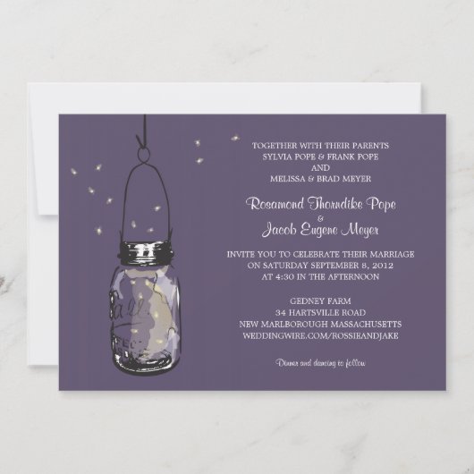 Vuurvliegen & Mason Jar Wedding Invitations Kaart (Voorkant)