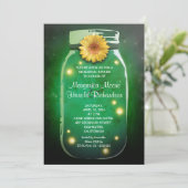 Vuurvliegen & Mason Jar Whimsical Rehearsal Dinner Kaart (Staand voorkant)