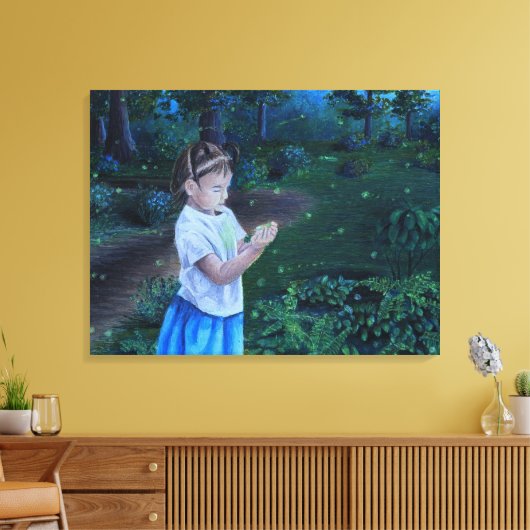 Vuurvliegen ontdekken canvas afdruk (Insitu (Woonkamer))