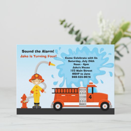 Vuurvlieger Birthday Party Uitnodiging (Staand voorkant)