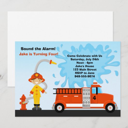 Vuurvlieger Birthday Party Uitnodiging (Voorkant / Achterkant)