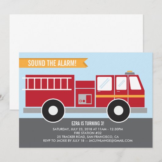 Vuurvlieger Birthday Party Uitnodiging (Voorkant / Achterkant)