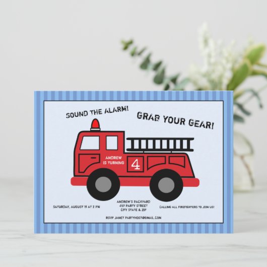 Vuurvlieger Birthday Party Uitnodiging (Staand voorkant)