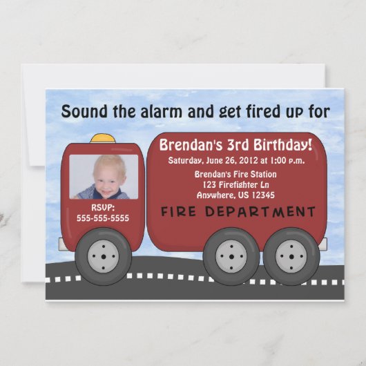 Vuurvlieger Kinderen Aanuitnodiging Kaart (Voorkant)