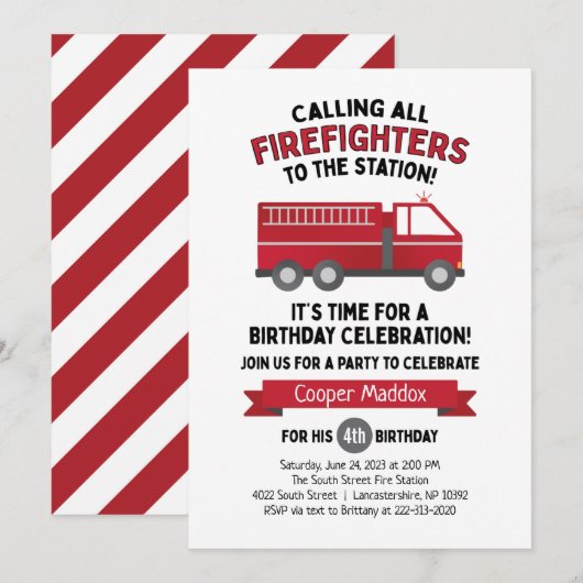 Vuurvlieger Uitnodiging brandweerman (Voorkant / Achterkant)