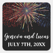 Vuurvlieger Vierde bruiloft juli Vierkante Sticker (Voorkant)